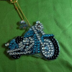 5 For $10 Double Sided Blue and Black Motorcycle Keychain